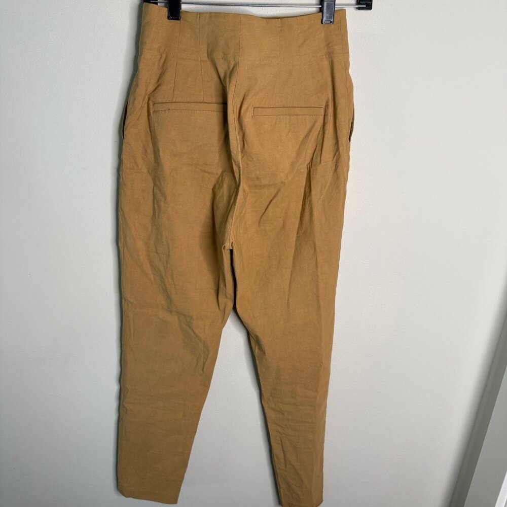 A.L.C. Womens Tan Linen Blend Straight Leg High Rise Pants Size 4 2PANT00509 - Picture 2 of 4
